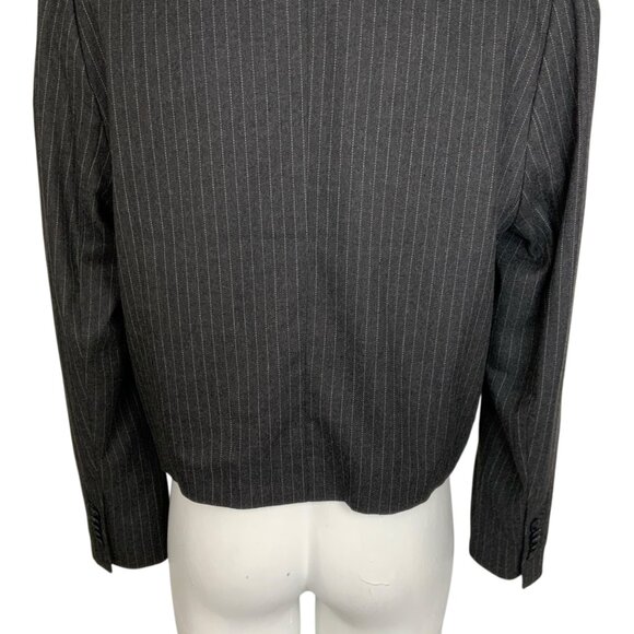 Anthropologie Maeve 80'S Boxy Blazer S Gray Pinstriped Crop Oversized Career NWT - Picture 11 of 13